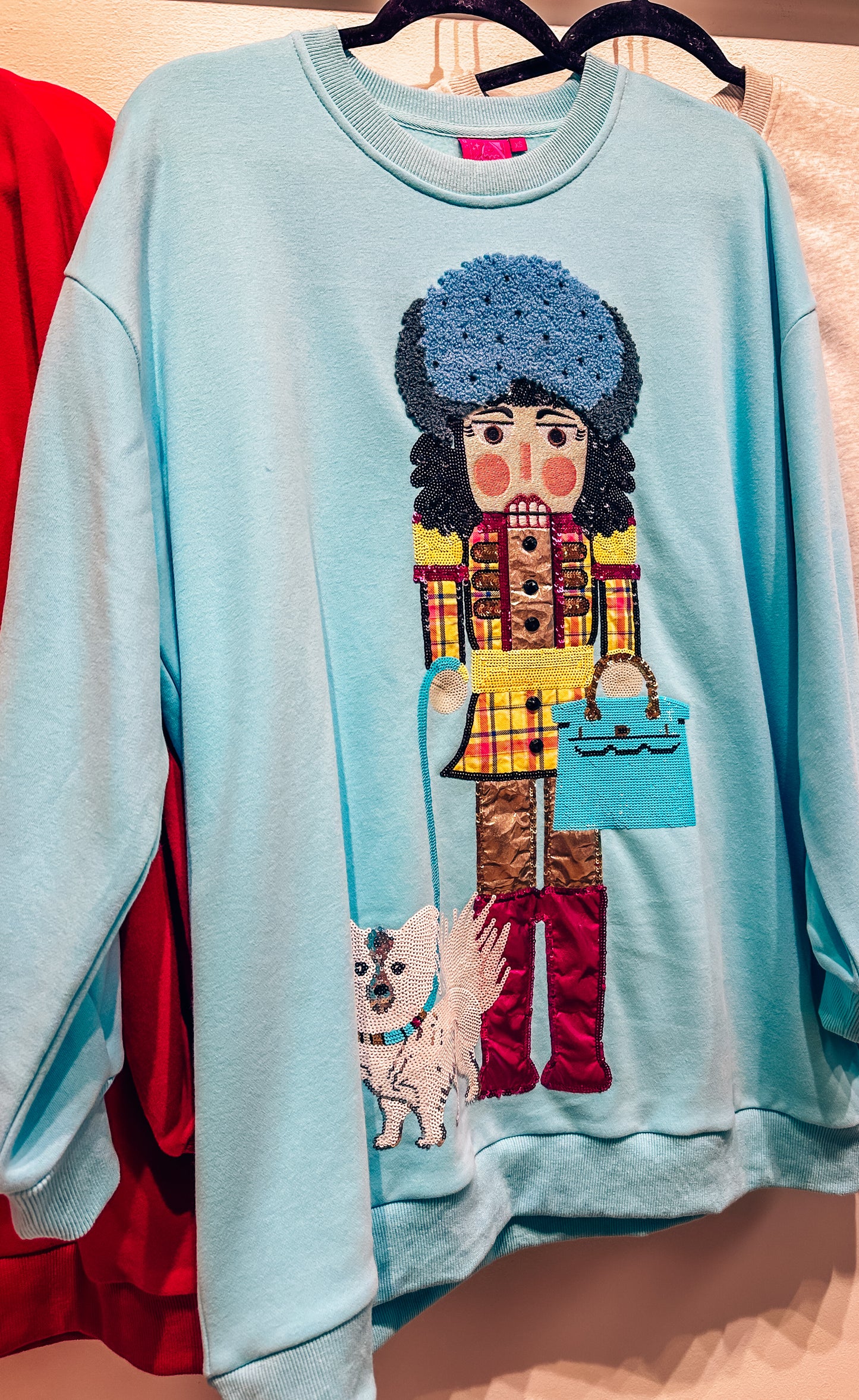 Queen of Sparkles Bright Blue Brunette Haired Lady Nutcracker Sweatshirt Dress