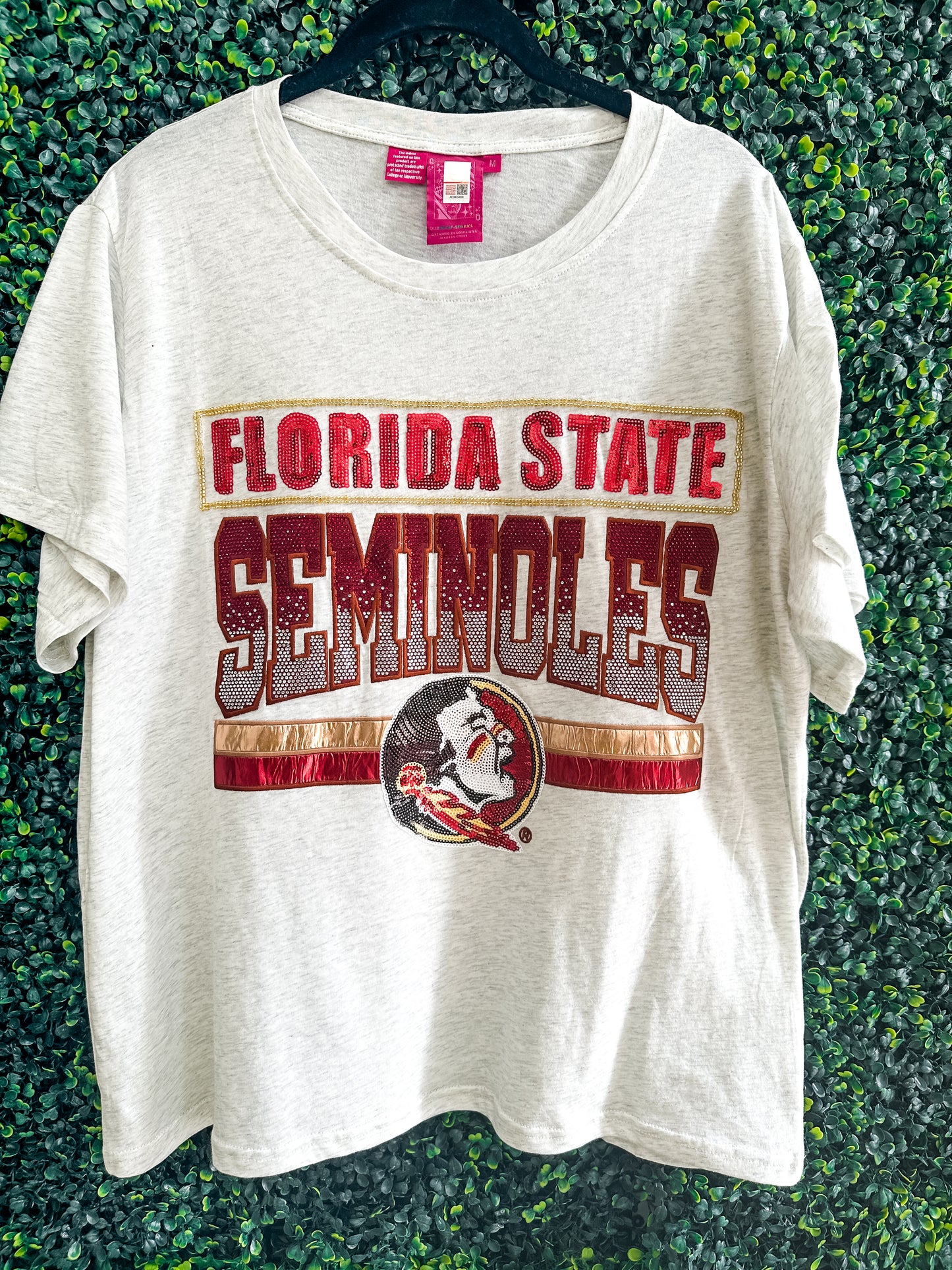 Queen of Sparkles Gray "Florida State Seminoles" Vintage Tee