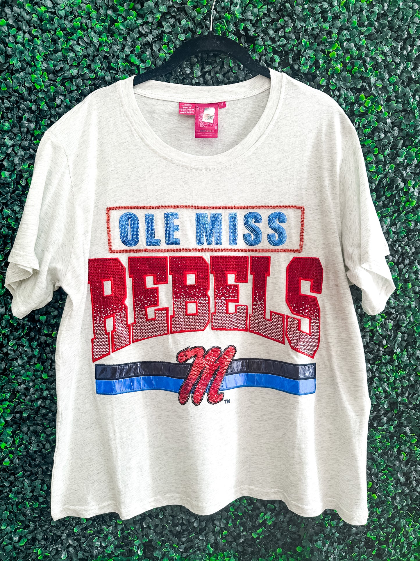 Queen of Sparkles Gray "Ole Miss Rebels" Vintage Tee