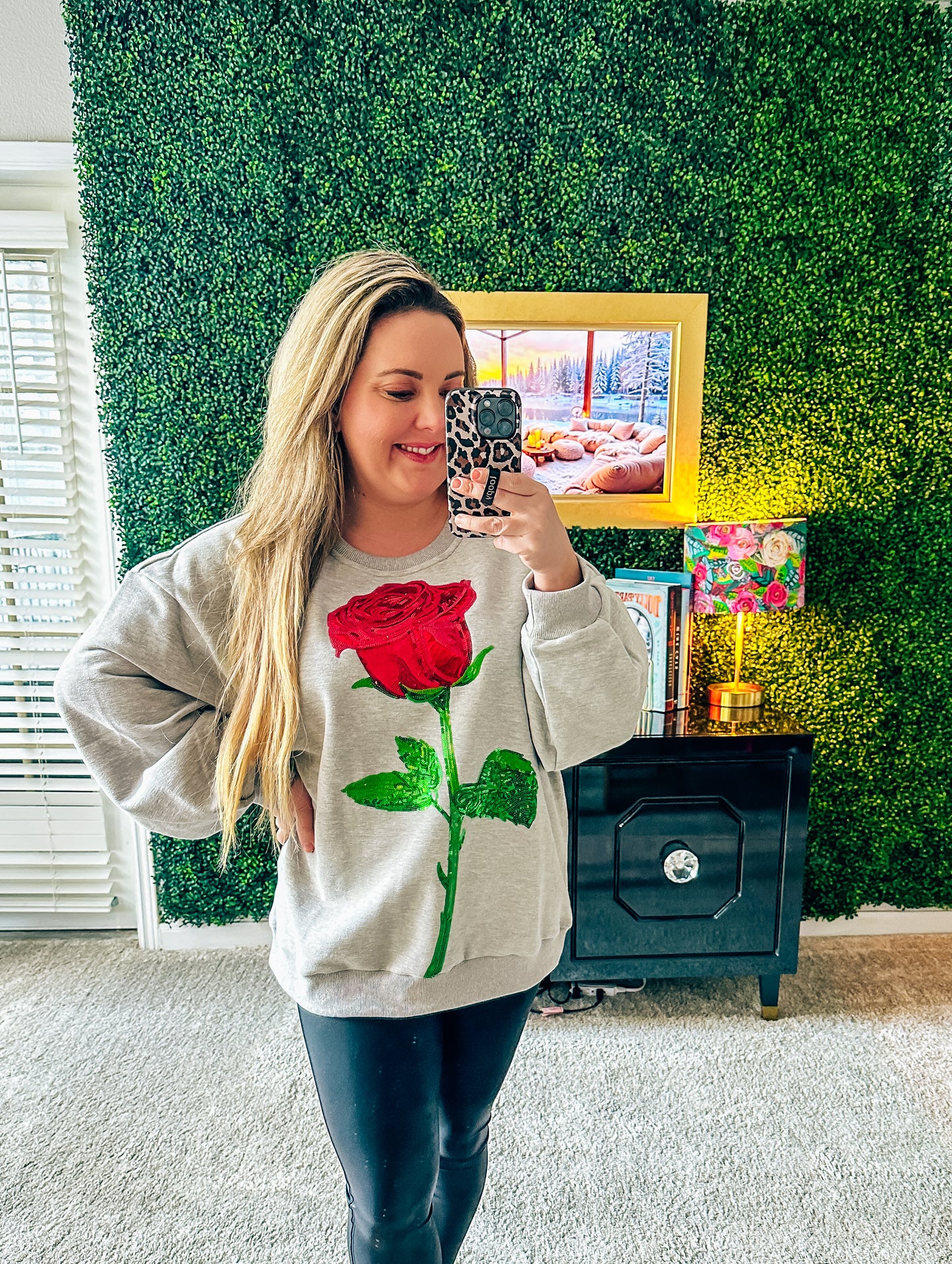 Queen of Sparkles Grey Mega Rose Sweatshirt