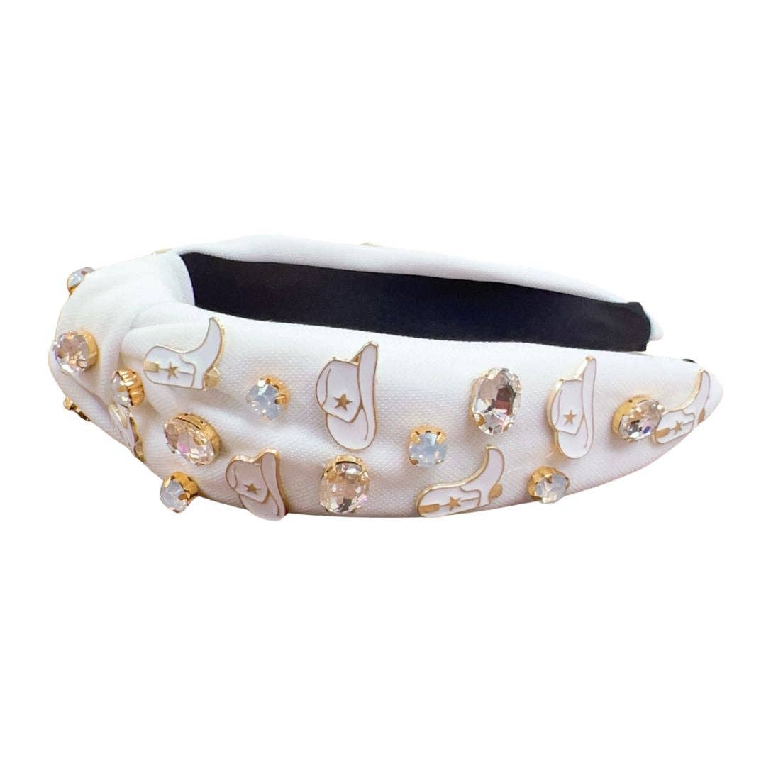 White "Rodeo Nights" Knotted Headband