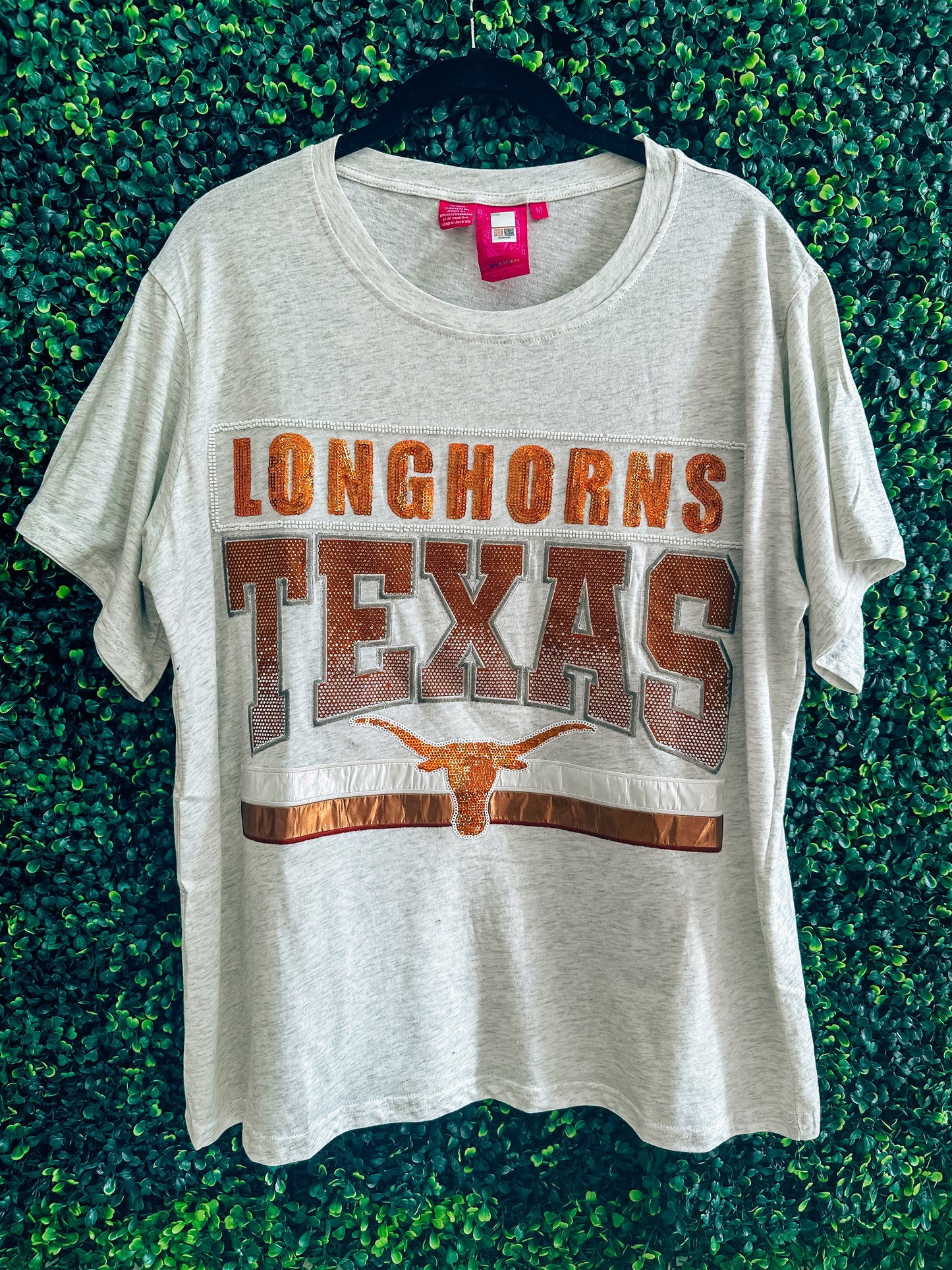 Queen of Sparkles Gray "Texas Longhorns" Vintage Tee