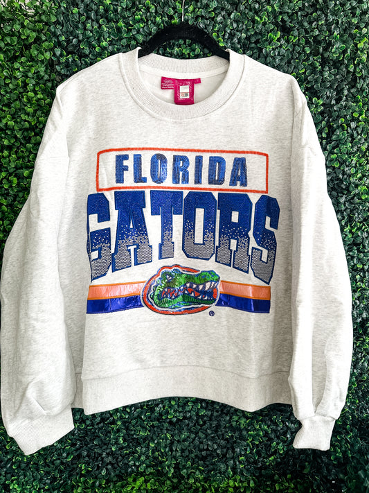 Queen of Sparkles Grey Florida "Gators" Vintage Sweatshirt