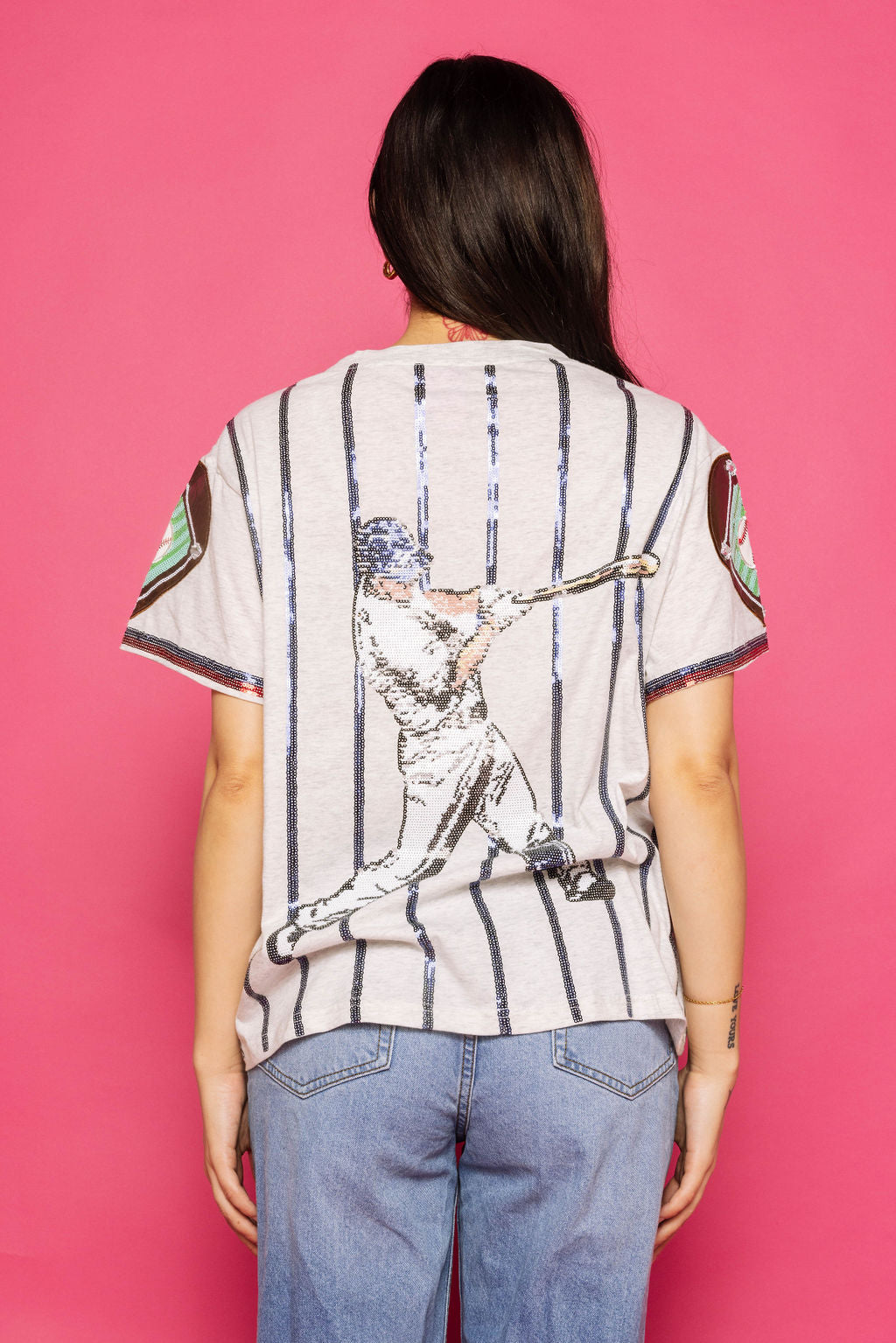 Queen of Sparkles Grey & Royal Strike Out Tee