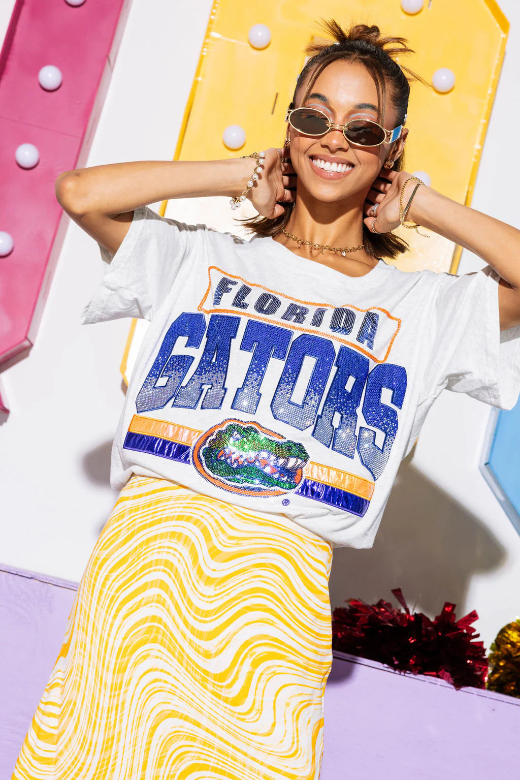 Queen of Sparkles Gray "University of Florida Gators" Vintage Tee