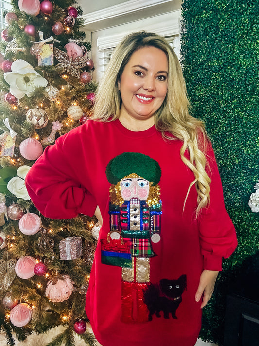 Queen of Sparkles Blonde Haired Lady Nutcracker Sweatshirt Dress