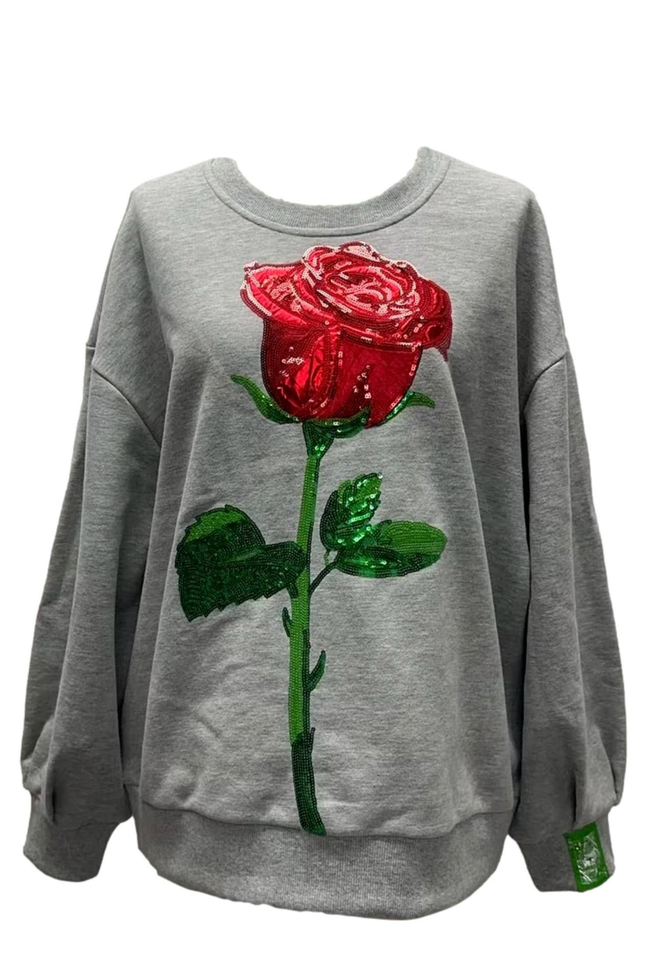 Queen of Sparkles Grey Mega Rose Sweatshirt