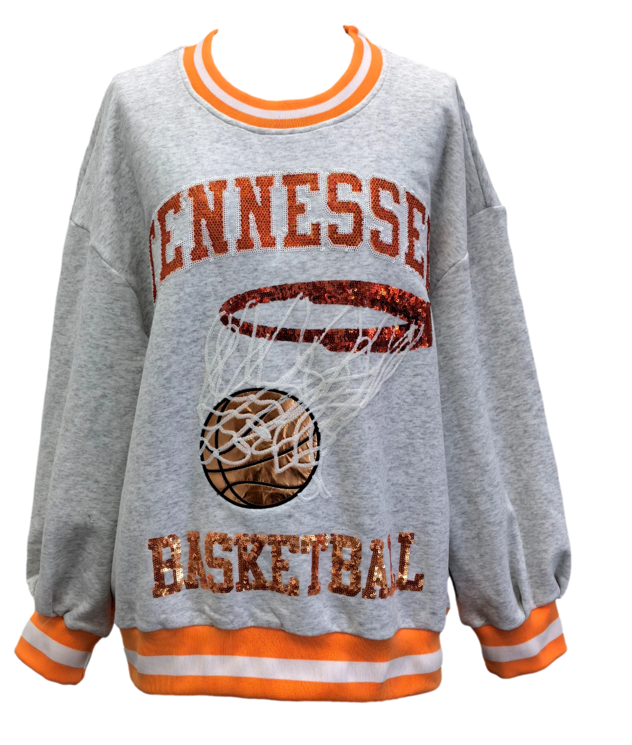 Queen of Sparkles Grey Tennessee Volunteers Basketball Sweatshirt